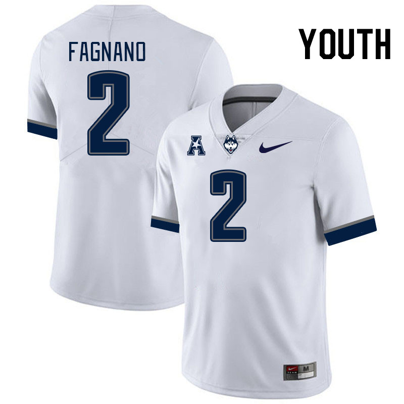 Youth #2 Joe Fagnano Uconn Huskies College Football Jerseys Stitched-White